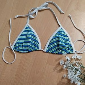 🍍Rebel Beach Green & Blue Stripe Bikini Top
